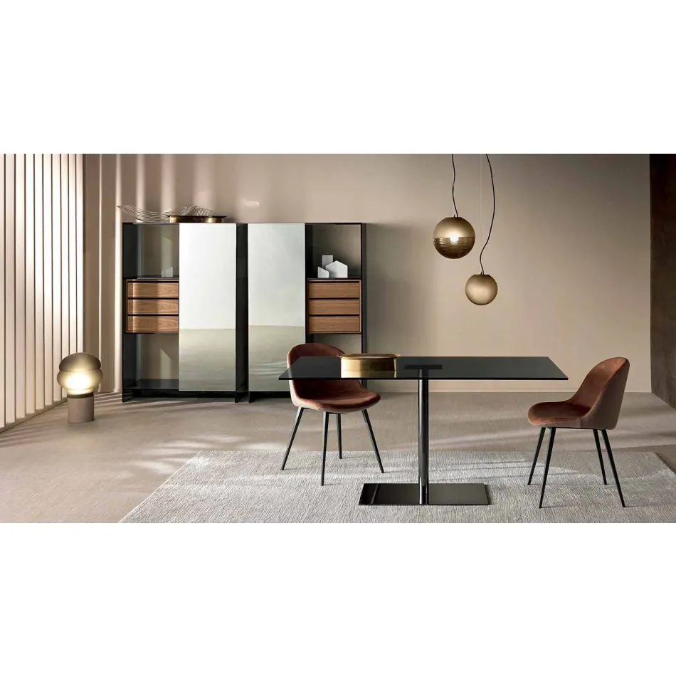 Moderner rechteckiger Tisch aus geräuchertem oder extraleichtem Glas Made in Italy - Dolce Viadurini