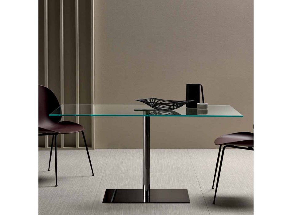 Moderner rechteckiger Tisch aus geräuchertem oder extraleichtem Glas Made in Italy - Dolce Viadurini