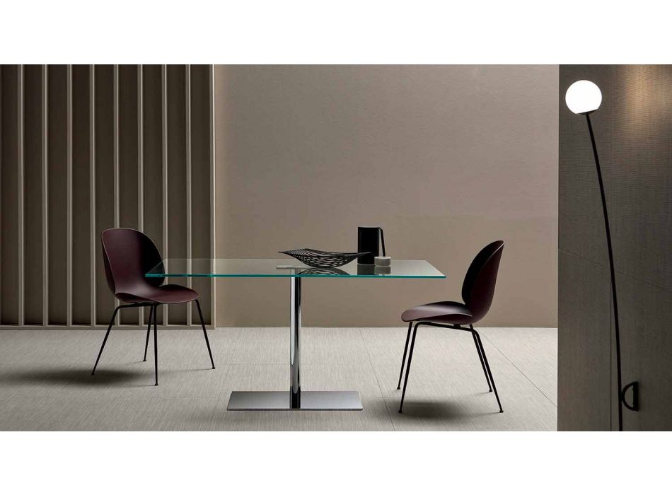 Moderner rechteckiger Tisch aus geräuchertem oder extraleichtem Glas Made in Italy - Dolce Viadurini