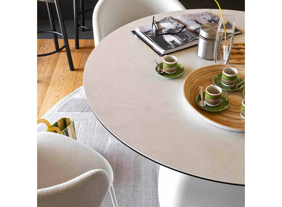 Runder Tisch ausziehbar bis 160 cm aus Keramik Made in Italy - Connubia Hey Gio Viadurini