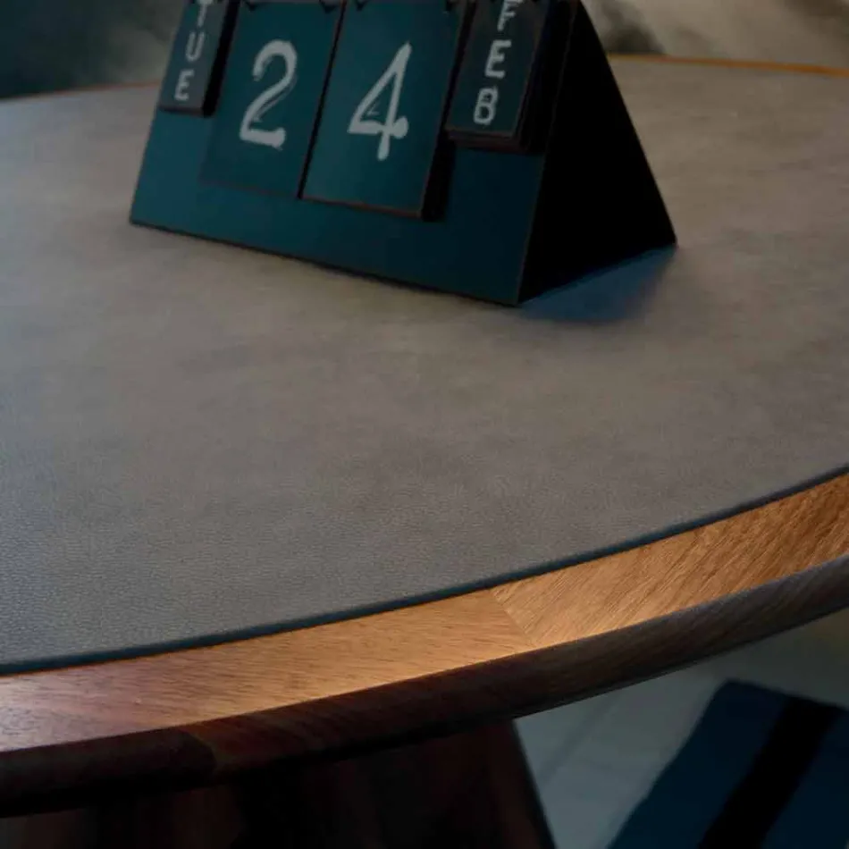 Runder Tisch mit massiver Platte aus natürlichem Walnussholz, Carlo Viadurini