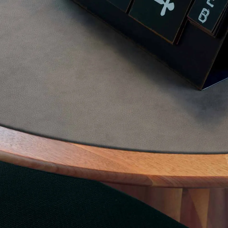 Runder Tisch mit massiver Platte aus natürlichem Walnussholz, Carlo Viadurini