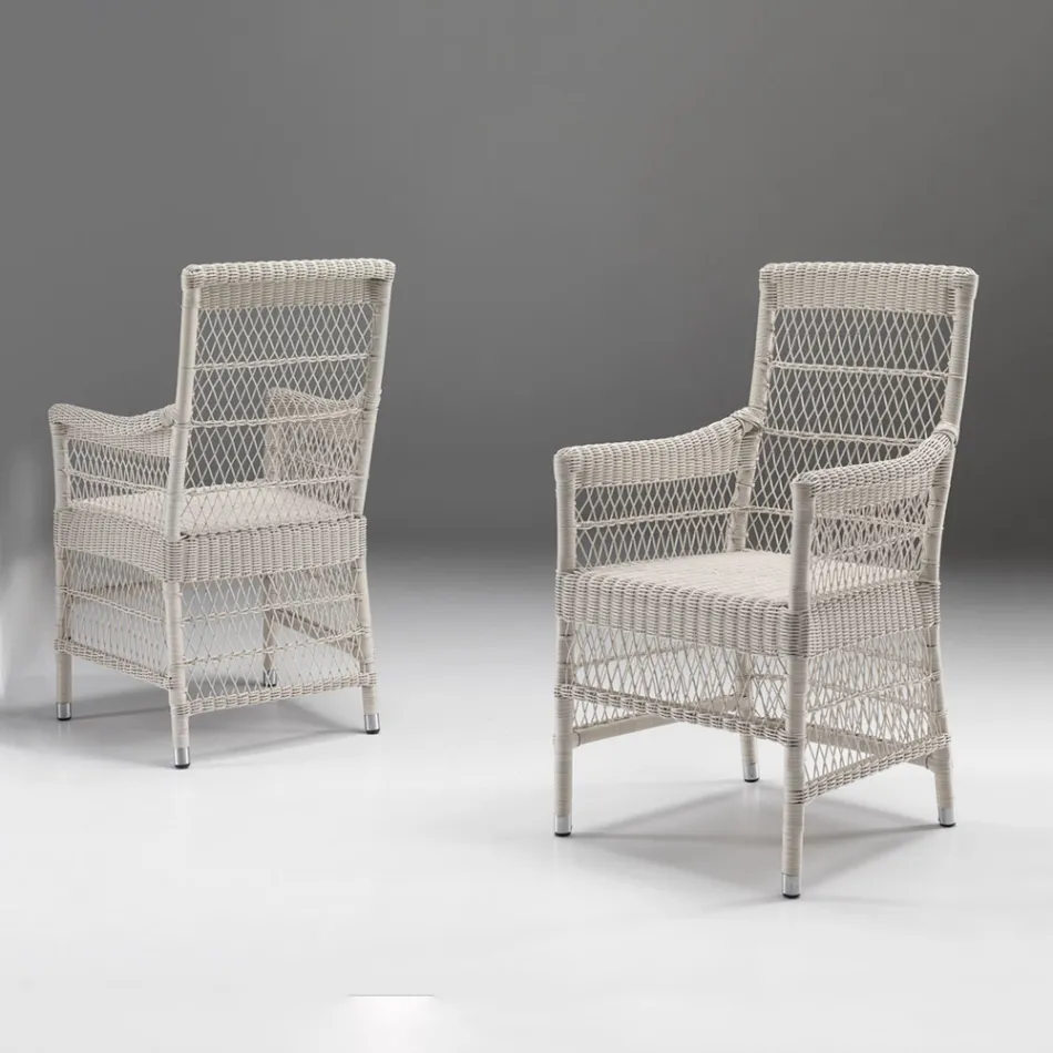 Runder Gartentisch mit 4 Sesseln mit Armlehnen - Gigi Viadurini