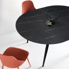Runder Sechssitzer-Tisch mit MDF-Platte und Metallgestell - Croma Viadurini