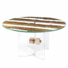 Round Design Tisch aus venezianischem Glas und Holz-Delphin Viadurini
