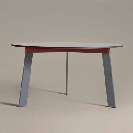 Runder Tisch mit modernem Design aus Stahl und farbig lackiertem MDF - Aronte Viadurini
