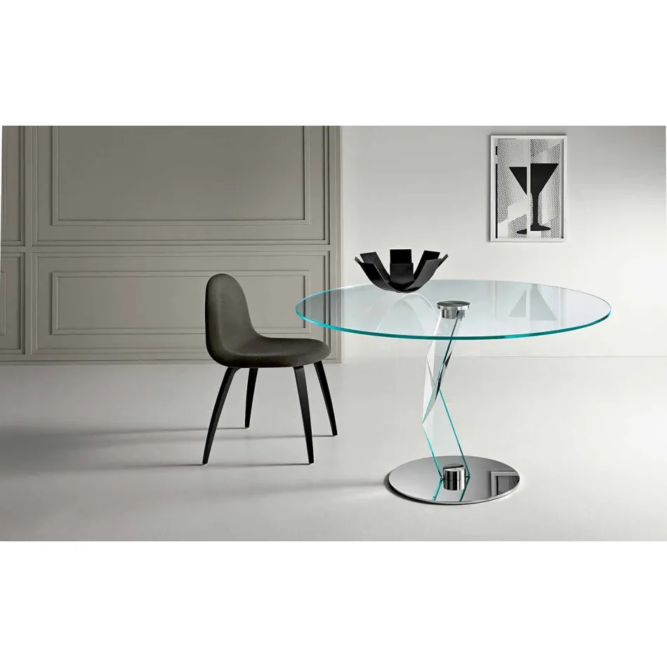 Runder Tisch in modernem Design aus extra klarem Glas made in Italy - Akka Viadurini