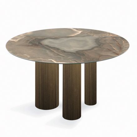 Fester runder Tisch aus Keramik und Stahl, hergestellt in Italien – Schere Viadurini