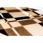 Runder Tisch Modeno mit Glasplatte und Holzeinlagen Ozzy Viadurini