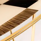 Runder Tisch Modeno mit Glasplatte und Holzeinlagen Ozzy Viadurini