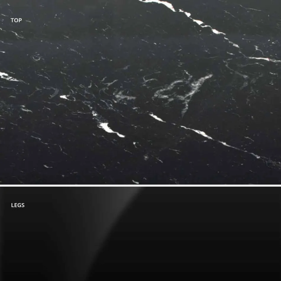 Moderner runder Tisch aus Carrara-Marmor und Marquinia, hergestellt in Italien – Dollars Viadurini