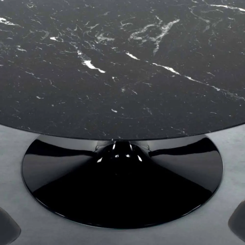 Moderner runder Tisch aus Carrara-Marmor und Marquinia, hergestellt in Italien – Dollars Viadurini