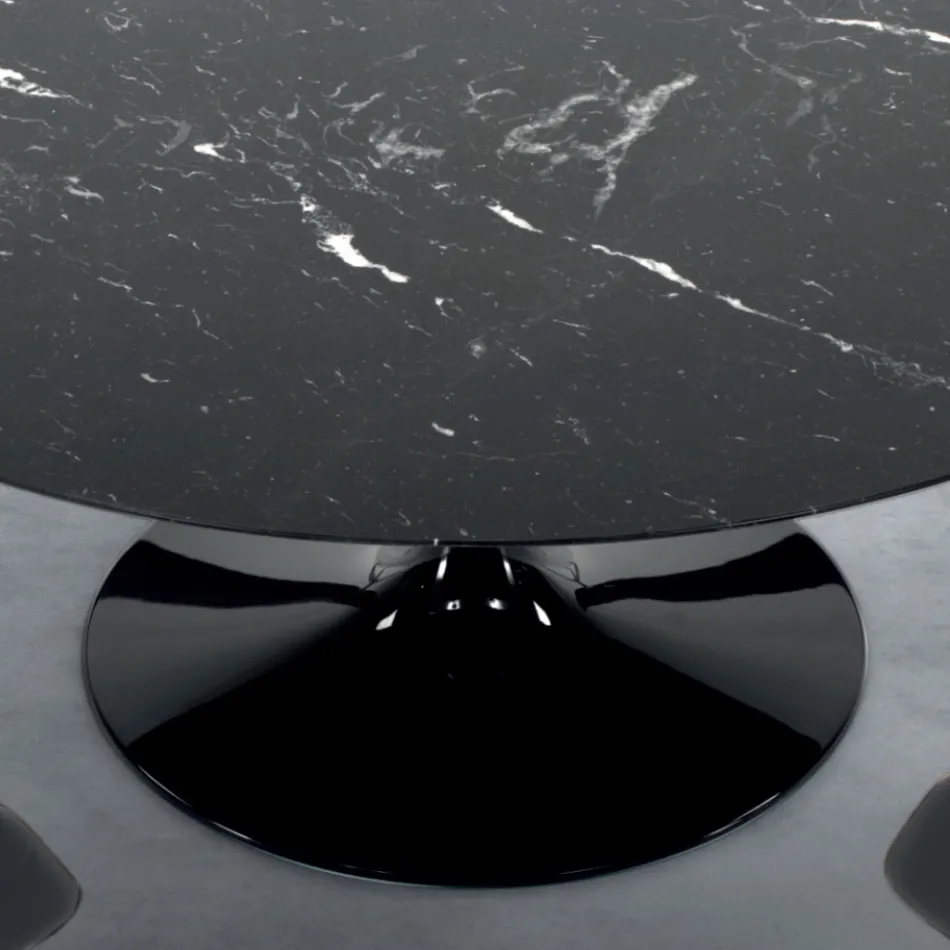 Moderner runder Tisch aus Marquinia-Marmor, hergestellt in Italien – Dollars Viadurini