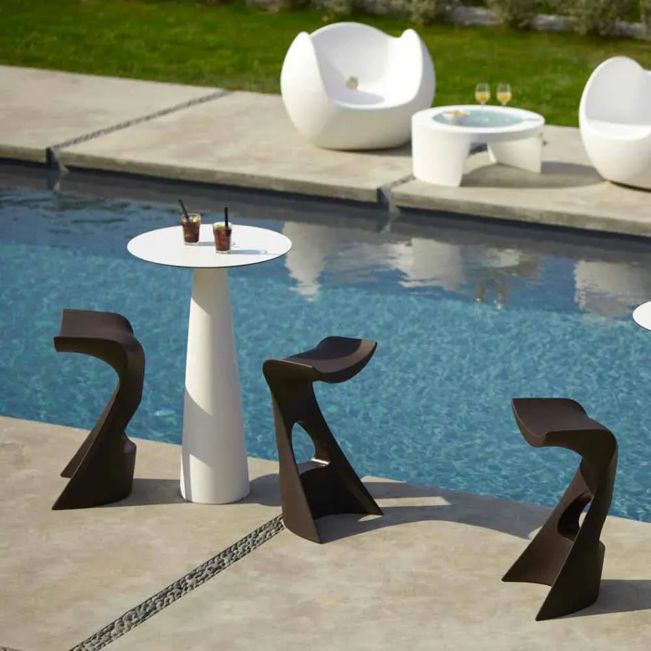 Runder Tisch aus Polyethylen Slide Hoplà (H110) hpl-Platte in Italien hergestellt Viadurini