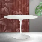 Saarinen Tulip Rundtisch H 74 cm in Mattweiß Florim Keramik - Scharlachrot Viadurini