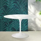 Saarinen Tulip Rundtisch H 74 cm in Hochglanzweiß Florim Keramik - Scharlachrot Viadurini