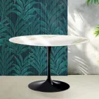 Saarinen Tulip Rundtisch H 74 cm in Florim Calacatta Gold Glanzkeramik - Scharlachrot Viadurini