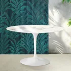 Saarinen Runder Tulpentisch H 74 cm in glänzender Statuario Florim Keramik - Scharlachrot Viadurini