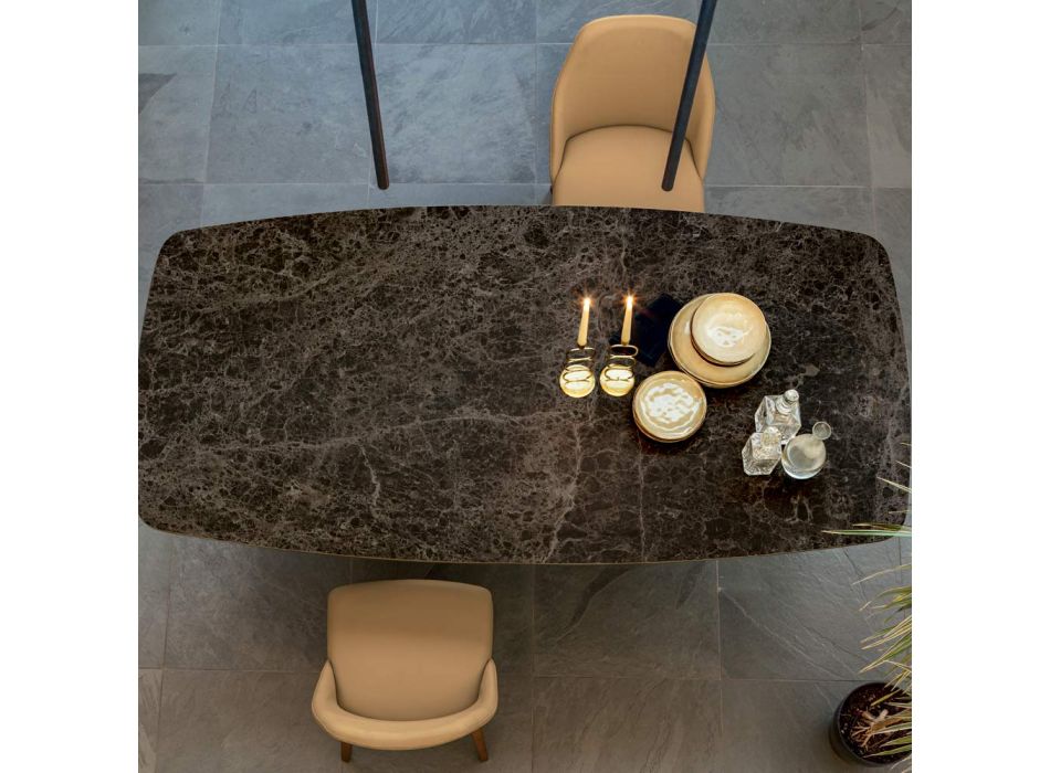 Esszimmertischplatte aus matt Keramik und Metallbeinen - Monacco Viadurini