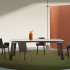 Moderner Wohnzimmertisch aus Stahl mit Design-Marmorplatte - Aronte Viadurini