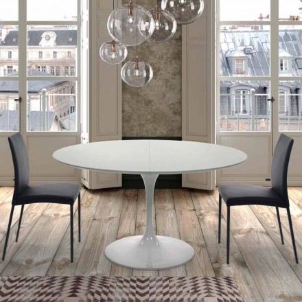 Runder Tisch, ausziehbar bis 170 cm, aus Laminat, hergestellt in Italien – Dollars Viadurini