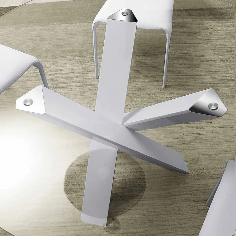 Runder Designtisch d.130 Kristallplatte made in Italy Cristal Viadurini