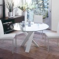 Runder Designtisch D130 Kristallplatte made in Italy Cristal