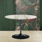 Eero Saarinen Tulpentisch H 73 mit runder Platte aus goldfarbenem Caracatta-Marmor Viadurini