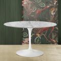 Tulip Eero Saarinen H 73 Tisch aus Arabeskenmarmor, hergestellt in Italien – Scharlachrot