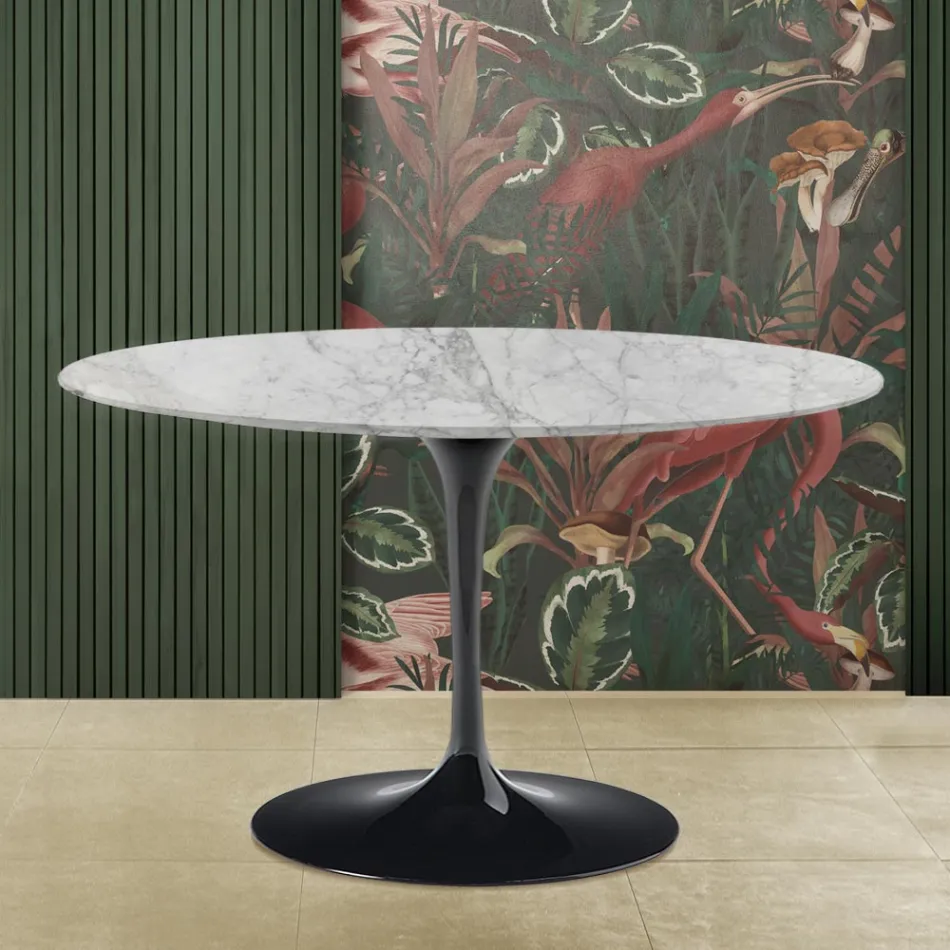 Tulpentisch Eero Saarinen H 73 aus Arabescato-Marmor Made in Italy Viadurini
