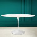 Tulip Tisch Eero Saarinen H 74 Oval in Diamant Creme Keramik Made in Italy - Scarlet