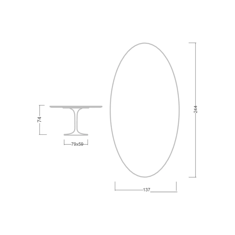 Tulpentisch Eero Saarinen H 73 Oval in Diamant Creme Keramik Made in Italy - Scharlachrot Viadurini