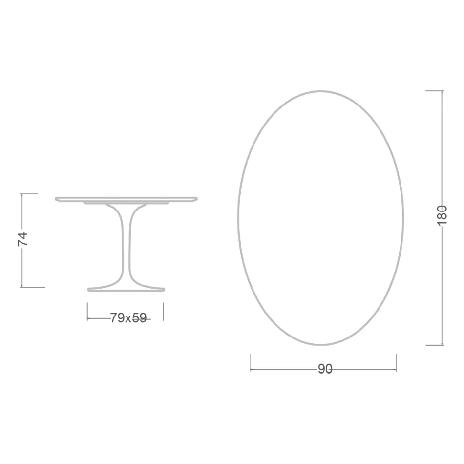 Tulpentisch Eero Saarinen H 73 Oval aus Keramik Invisible Select Made in Italy - Scharlachrot Viadurini
