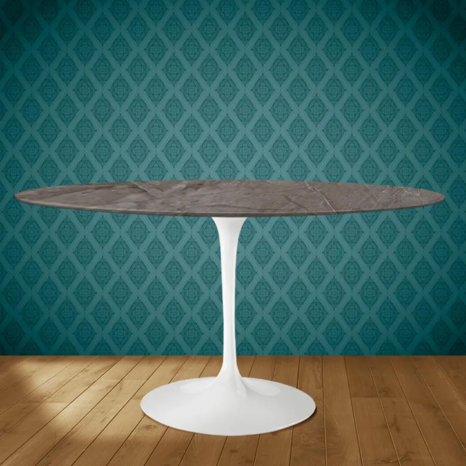 Tulpentisch Eero Saarinen H 73 Oval aus Keramik Kira Made in Italy - Scharlachrot Viadurini