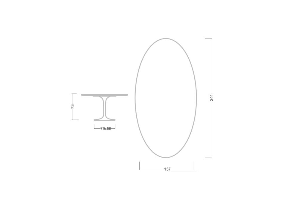 Tulpentisch Eero Saarinen H 73 Oval aus Morpheus-Keramik, hergestellt in Italien – Scharlachrot Viadurini