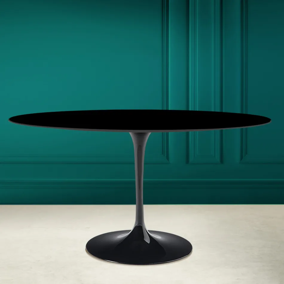 Tulpentisch Eero Saarinen H 73 Oval in absolutem Schwarz Keramik Made in Italy - Scharlachrot Viadurini