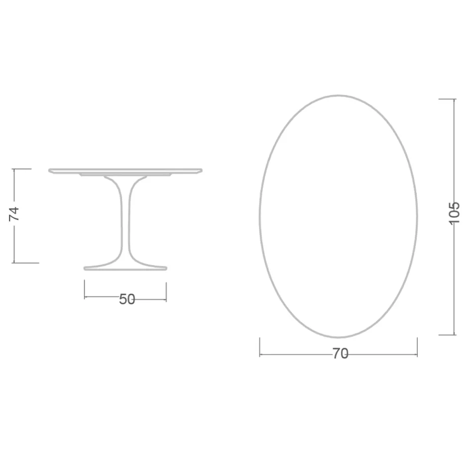 Tulpentisch Eero Saarinen H 73 Oval aus schwarzer Keramik Soft Made in Italy - Scharlachrot Viadurini