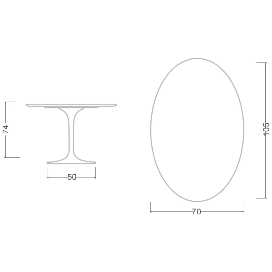 Tulpentisch Eero Saarinen H 73 Oval aus Keramik Rem Made in Italy - Scharlachrot Viadurini