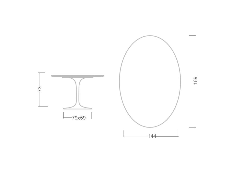 Tulpentisch Eero Saarinen H 73 Oval aus Sirius-Keramik, hergestellt in Italien – Scharlachrot Viadurini