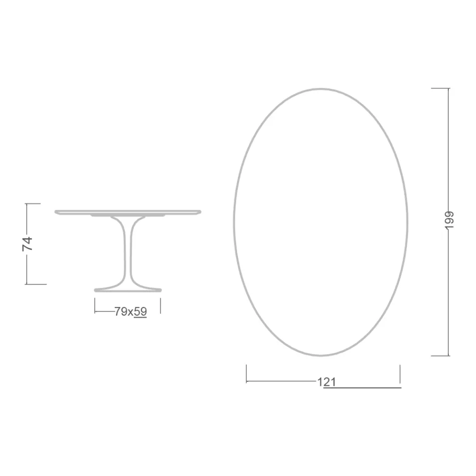Tulpentisch Eero Saarinen H 73 Oval aus Keramik Sirius Made in Italy - Scharlachrot Viadurini