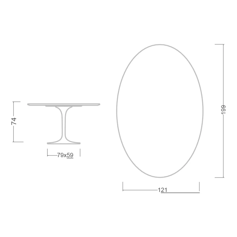 Tulpentisch Eero Saarinen H 73 Oval aus Statuario Altissimo Keramik Made in Italy - Scharlachrot Viadurini