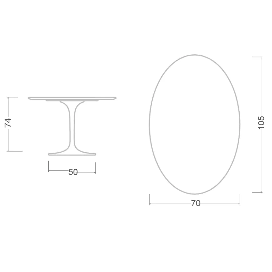 Tulpentisch Eero Saarinen H 73 Oval aus Statuario-Keramik Vollader - Scharlachrot Viadurini