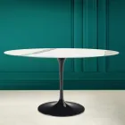 Tulpentisch Eero Saarinen H 73 Oval aus Statuario-Keramik Vollader - Scharlachrot Viadurini