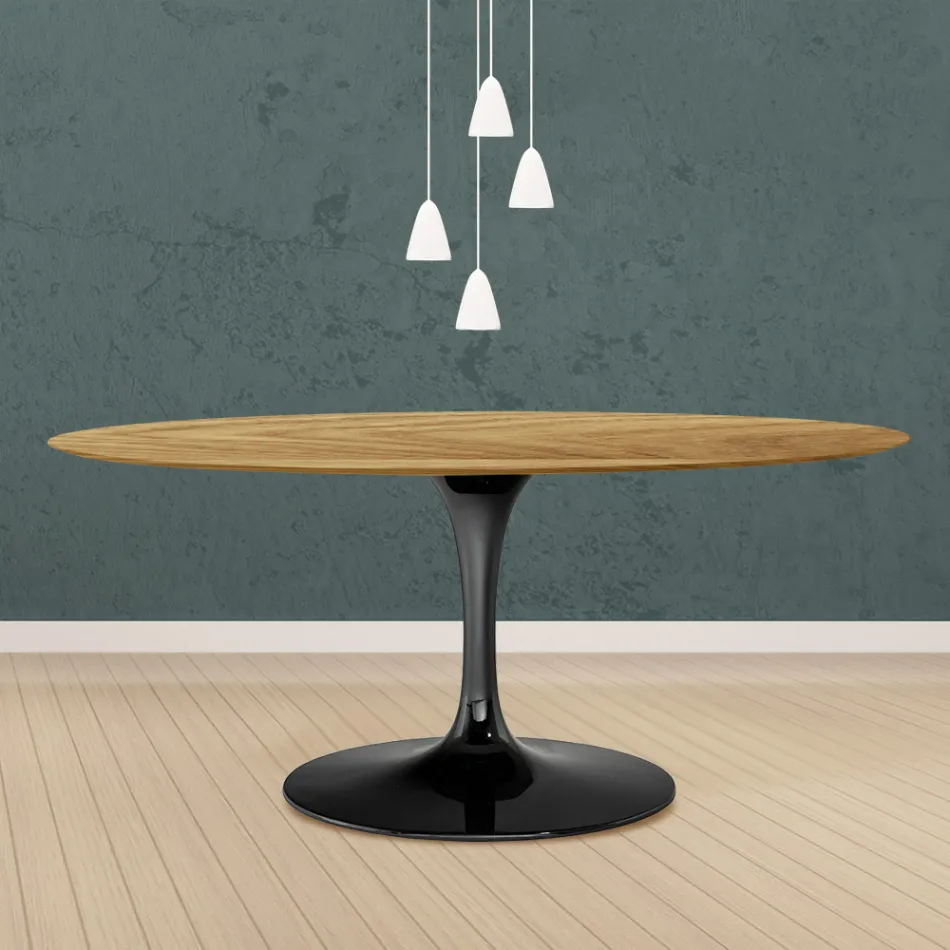 Tulpentisch Eero Saarinen H 73 Oval in Eiche Natur Made in Italy - Scharlachrot Viadurini