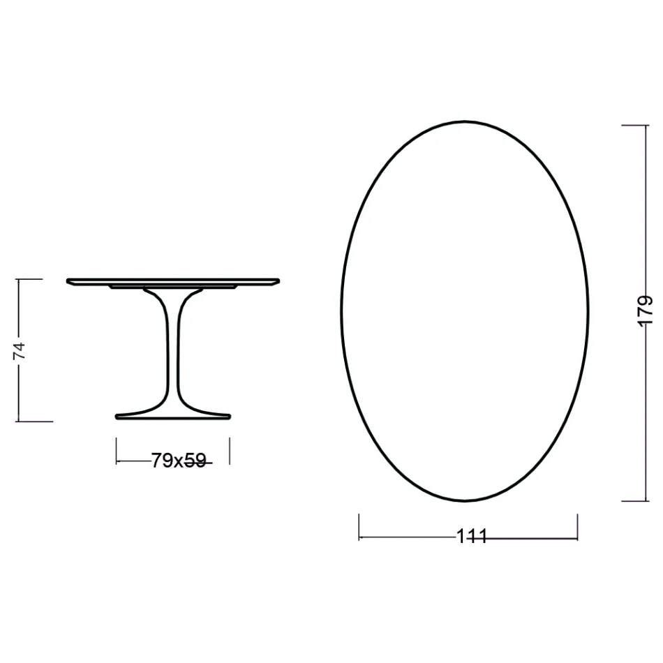 Tulpentisch Eero Saarinen H 73 Oval in Eiche Natur Made in Italy - Scharlachrot Viadurini