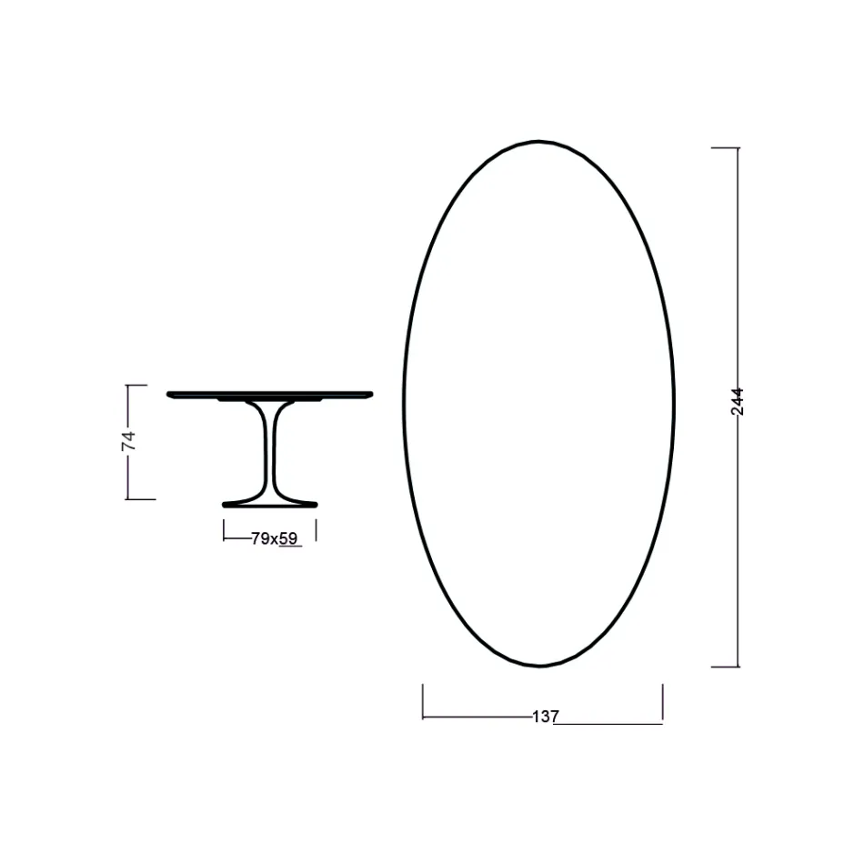 Tulpentisch Eero Saarinen H 73 Oval in Eiche Moka gebeizt Made in Italy - Scharlachrot Viadurini