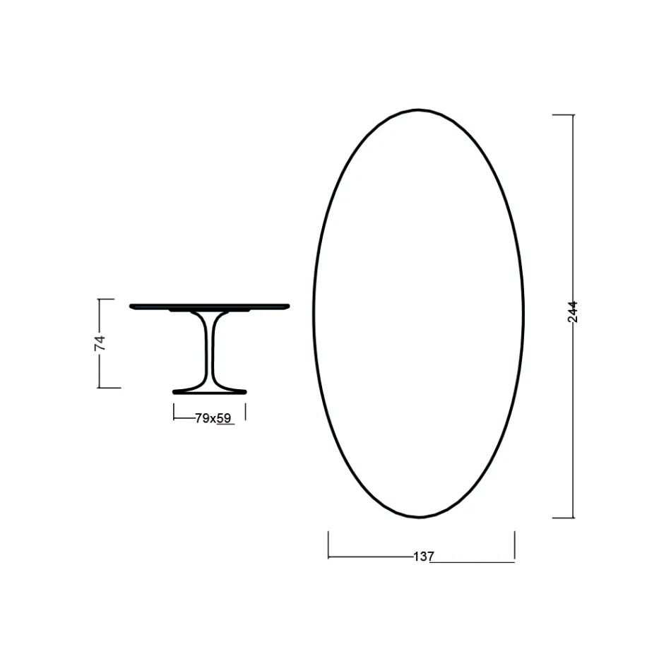 Eero Saarinen Tulip Tisch H 73 Oval in Eiche dunkel nussbaum gebeizt Made in Italy - Scharlachrot Viadurini