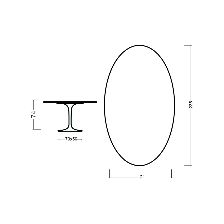 Eero Saarinen Tulip Tisch H 73 Oval in Palisander gebeizt Eiche Made in Italy - Scharlachrot Viadurini