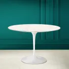 Tulpen Tisch Eero Saarinen H 73 Rund in Diamant Creme Keramik Made in Italy - Scharlachrot Viadurini