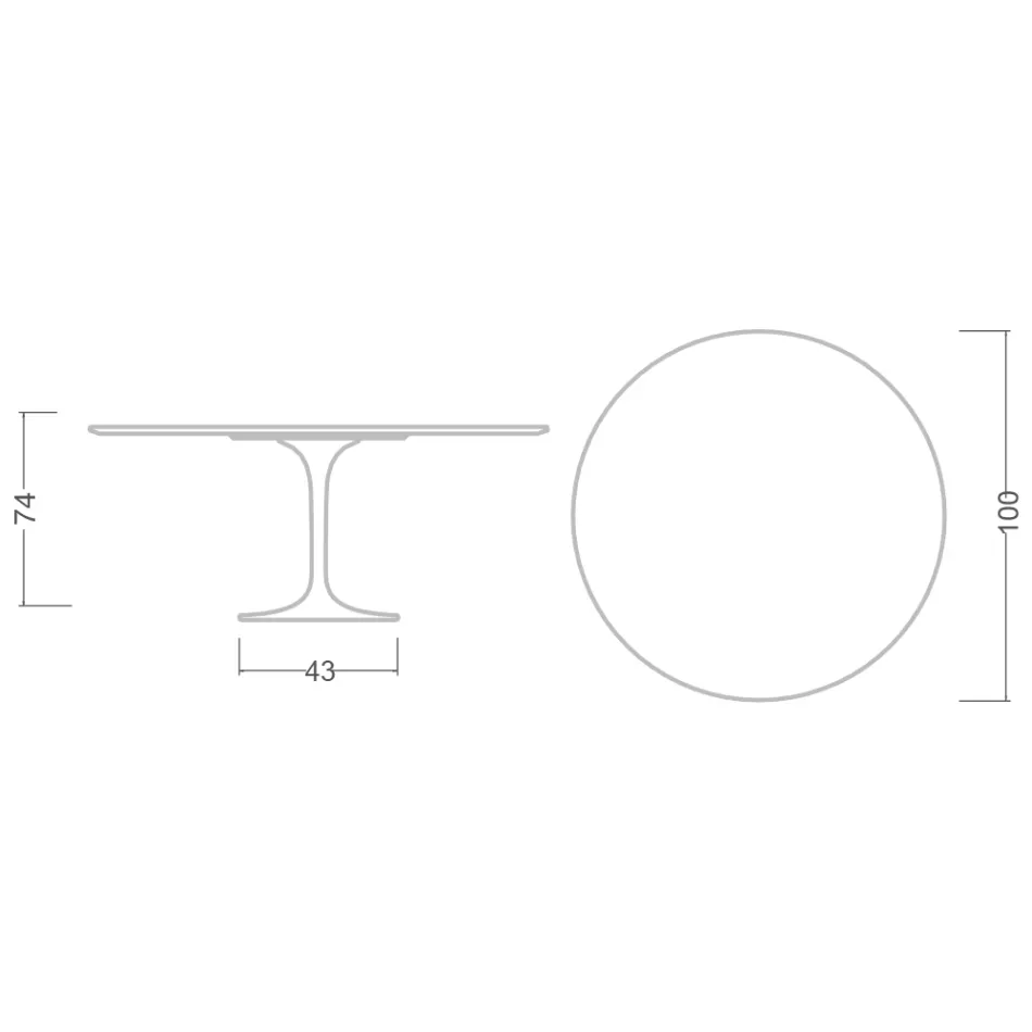 Tulpentisch Eero Saarinen H 73 Rund aus Keramik Entzo Made in Italy - Scharlachrot Viadurini
